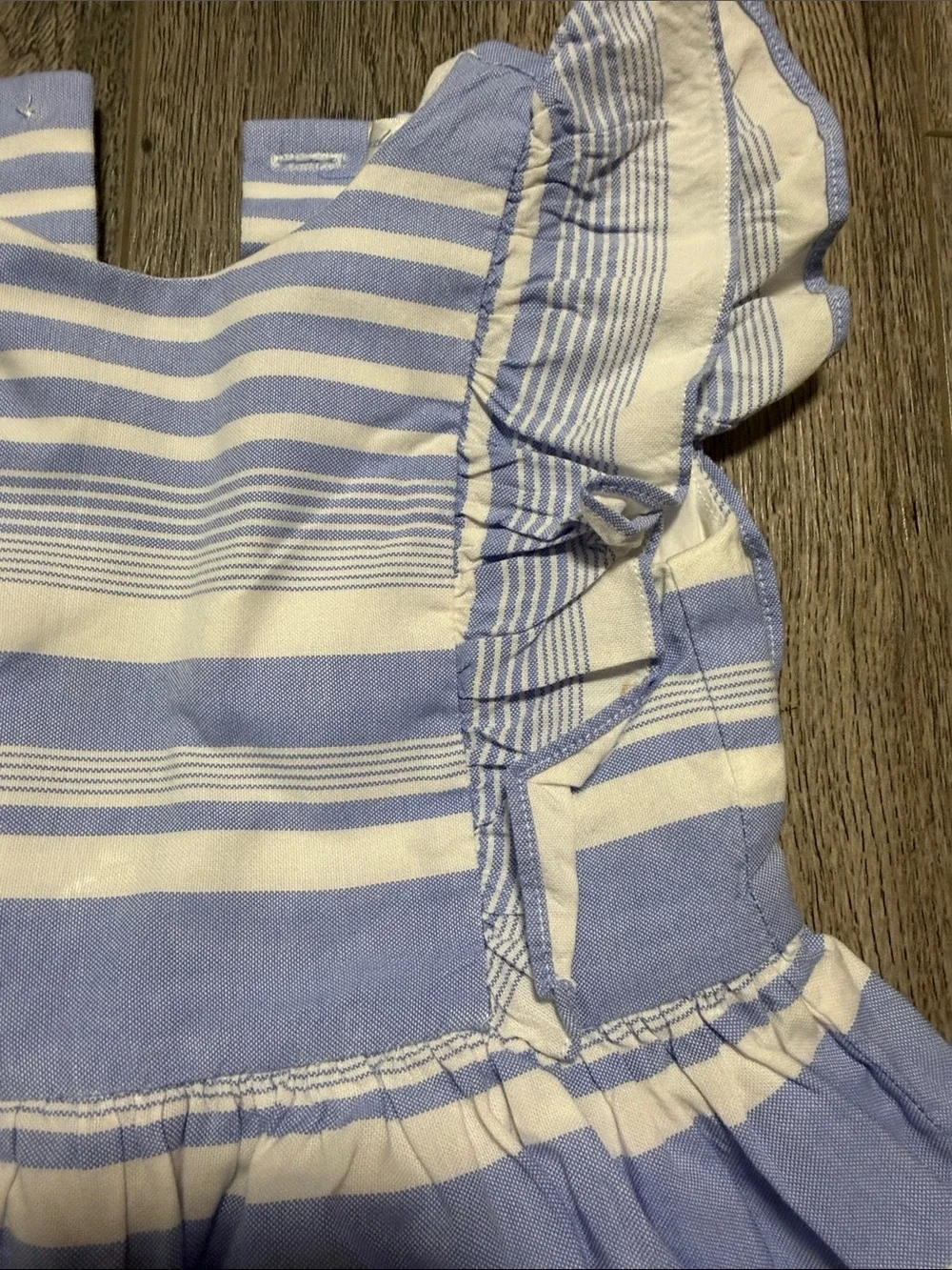 Ralph Lauren Blue and White Striped Flutter-Sleeve Dress